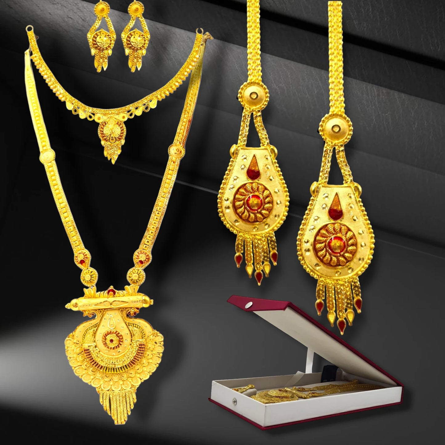 Elegant Gold- Plated Necklace with Matching Earrings Jewellery set