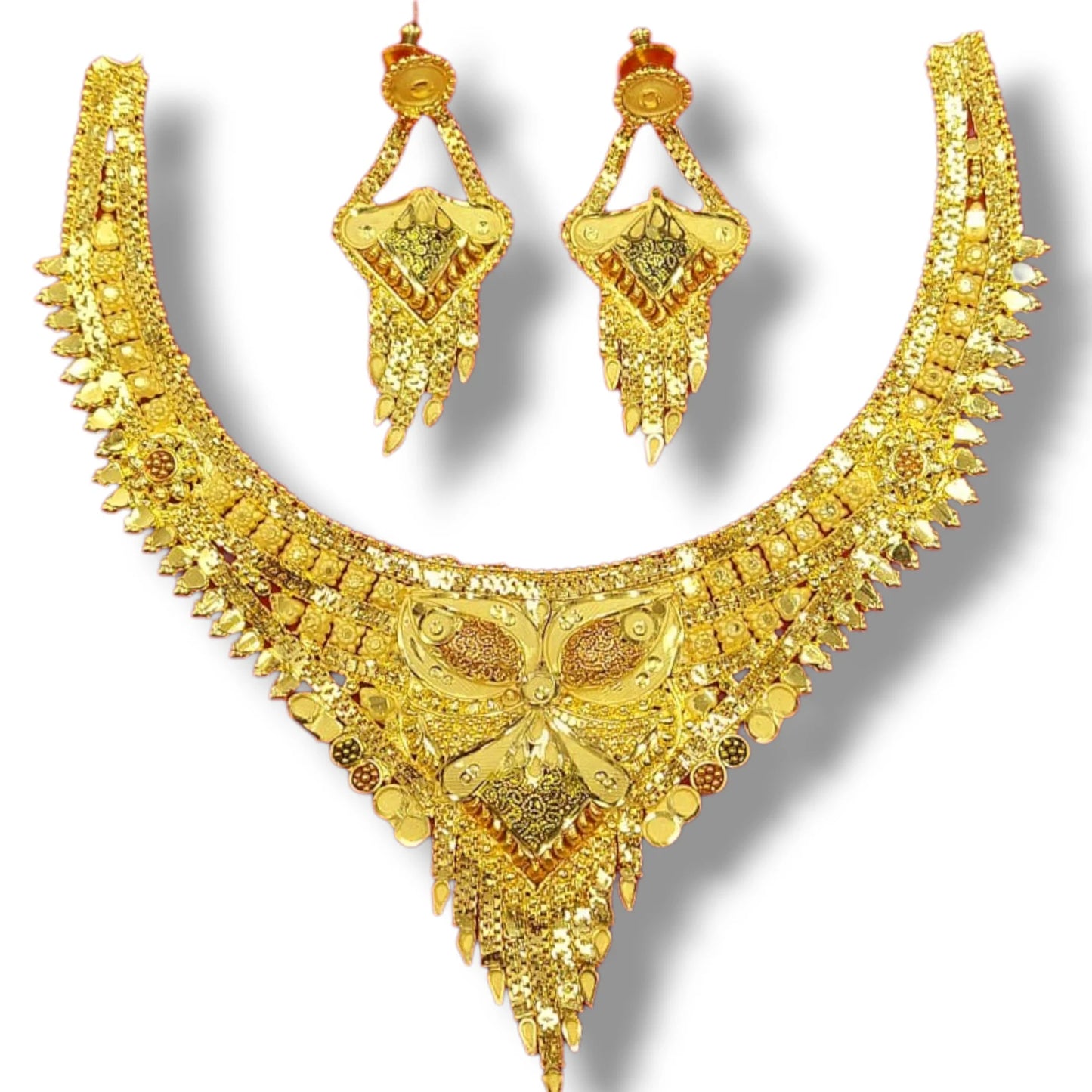 Handcrafted Elegant Gold- Plated Necklace with Matching Earrings Jewellery set for women younstar. Gifts for girls friends wife