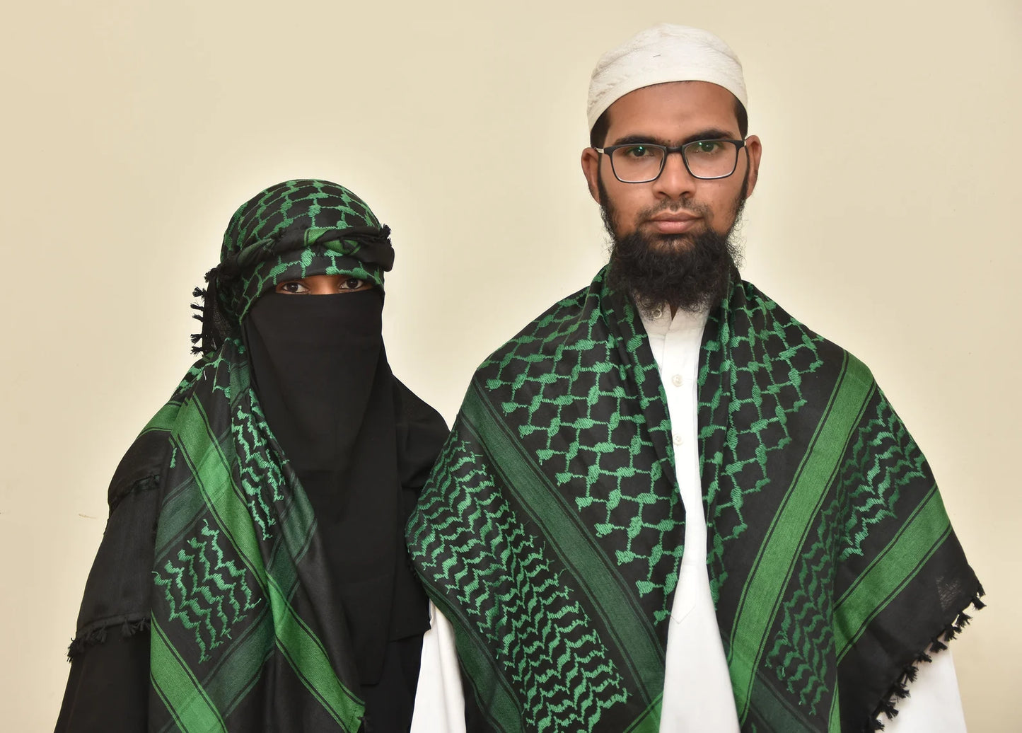 Palestine Dark Green Keffiyeh Kufiya Scarf (48*48) Free Palestine Traditional Shemagh With Tassels Arafat Hatta Arab Style For Unisex