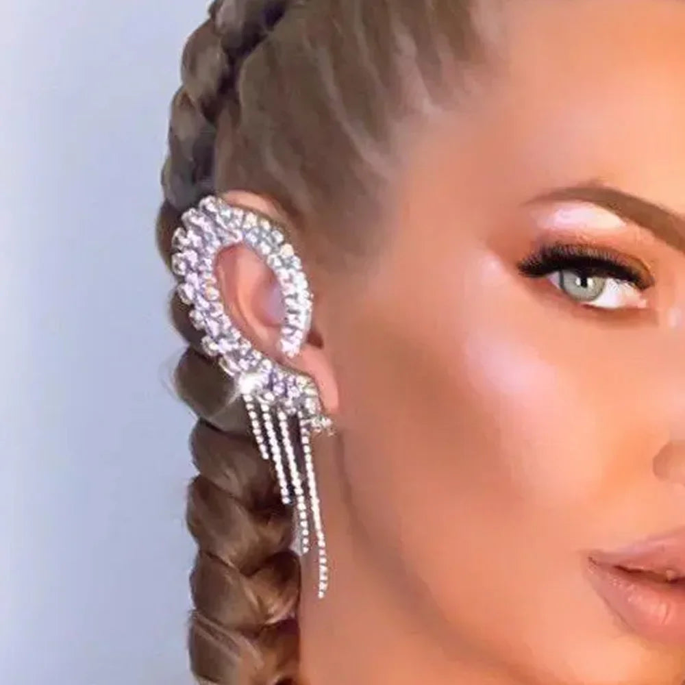 Stonefans Tassel Ear Clips Without Piercing Earrings Jewellery Geometric Earrings Women 2025 Trend Luxury Designer Y2k Gift