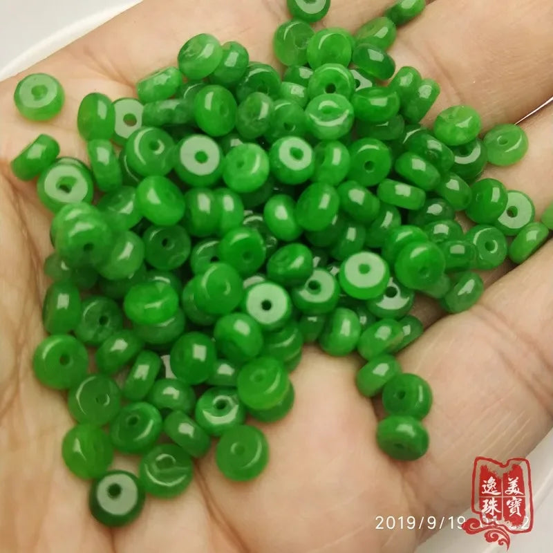 10PCS Natural Green Jade Beads - DIY Bracelet & Bangle Charms for Jewelry Making