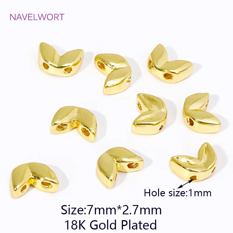 18K Gold Plated Malt-Shaped Double Hole Spacer Beads For Bracelet Making,Beads Separators,DIY Jewellery Making Accessories