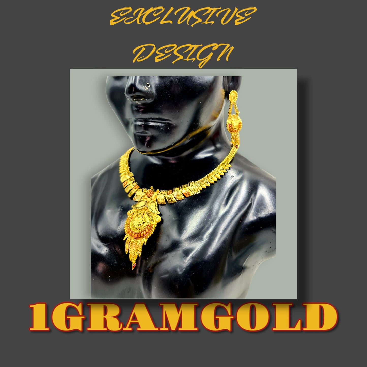 Elegant Gold- Plated Necklace with Matching Earrings Jewellery set