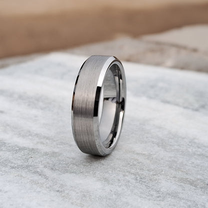 6mm Mens Silver Brushed Tungsten Ring Brushed Ring Men or Women Engagement Wedding Bands Tungsten Ring, Tungsten Promise Ring, Classic Band