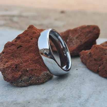6mm High-Polished Silver Tungsten Ring – Sleek, durable, and perfect for men and women. A timeless wedding band for lasting elegance