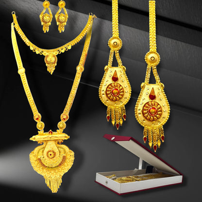 Elegant Gold- Plated Necklace with Matching Earrings Jewellery set