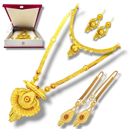 Elegant Gold- Plated Necklace with Matching Earrings Jewellery set