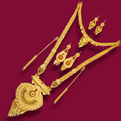 Elegant Gold- Plated Necklace with Matching Earrings Jewellery set