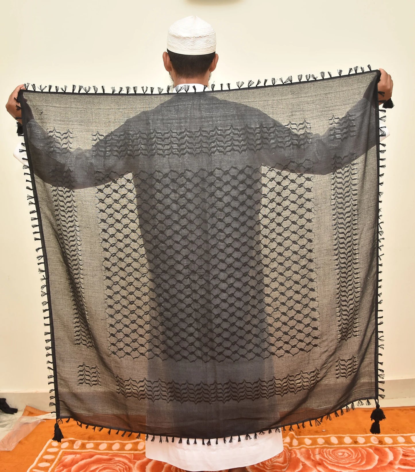 Palestine Dark Black Keffiyeh Kufiya Scarf Buy 1 Get 1 Free (48*48)Free Palestine Traditional Shemagh With Tassels Arafat Hatta Arab Style