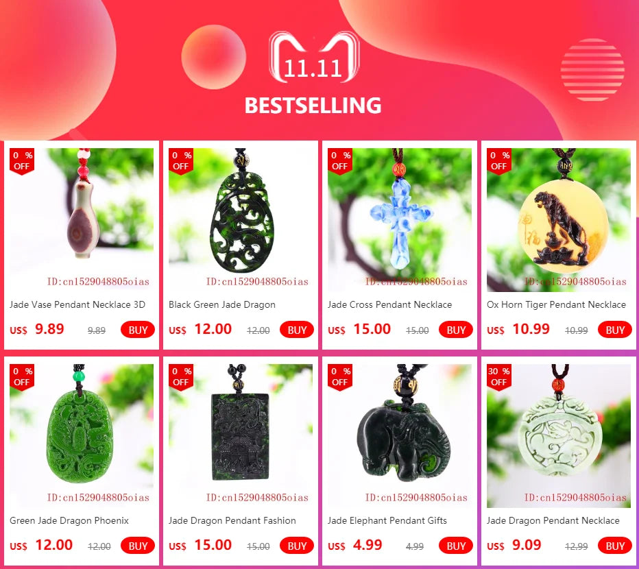 Natural White & Green Jade Dragon Pendant Necklace - Carved Amulet Charm