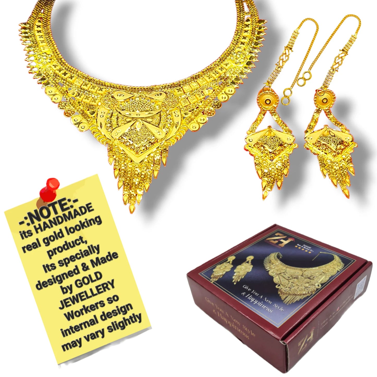 Handcrafted Elegant Gold- Plated Necklace with Matching Earrings Jewellery set for women younstar. Gifts for girls friends wife