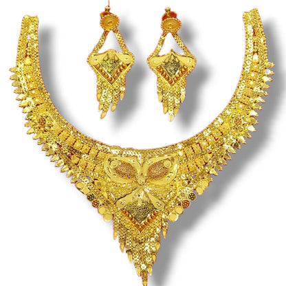 Handcrafted Elegant Gold- Plated Necklace with Matching Earrings Jewellery set for women younstar. Gifts for girls friends wife