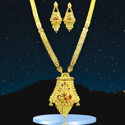 Handcrafted Elegant Gold- Plated Necklace with Matching Earrings Jewellery Set Gift for Women Specially For Girlfriends.Boho hippi