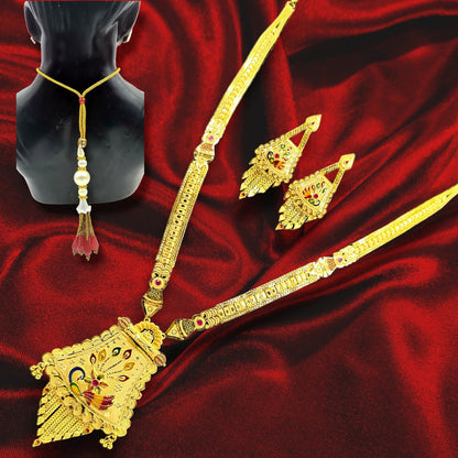 Handcrafted Elegant Gold- Plated Necklace with Matching Earrings Jewellery Set Gift for Women Specially For Girlfriends.Boho hippi