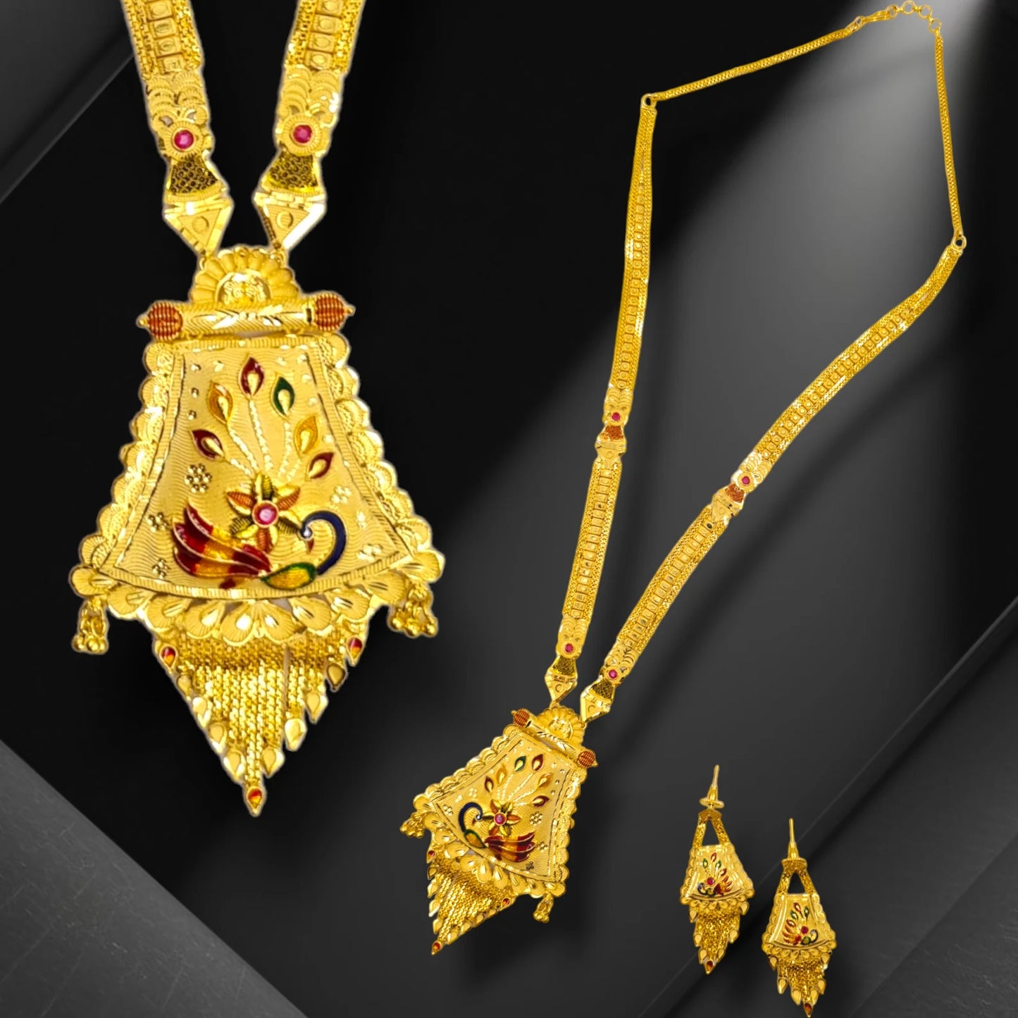 Handcrafted Elegant Gold- Plated Necklace with Matching Earrings Jewellery Set Gift for Women Specially For Girlfriends.Boho hippi