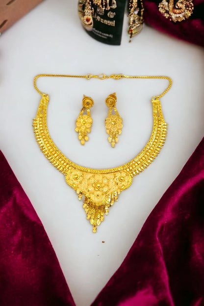 HANDCRAFTED Elegant Gold- Plated Necklace with Matching Earrings Jewellery set for Wearing & Gifting purpose Gold Gold Gold Offer Offer..