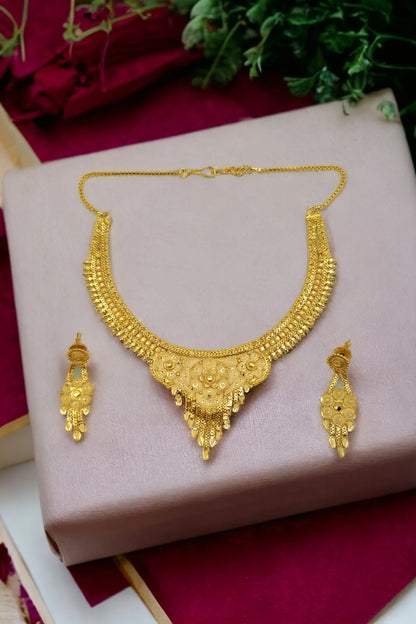 HANDCRAFTED Elegant Gold- Plated Necklace with Matching Earrings Jewellery set for Wearing & Gifting purpose Gold Gold Gold Offer Offer..