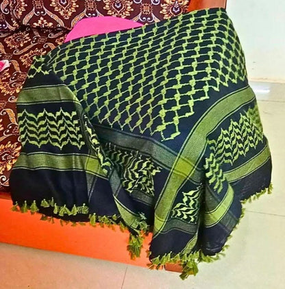 Palestine Green fringes Keffiyeh Kufiya Scarf (48*48) Free Palestine Traditional Shemagh With Tassels Arafat Hatta Arab Style For Unisex