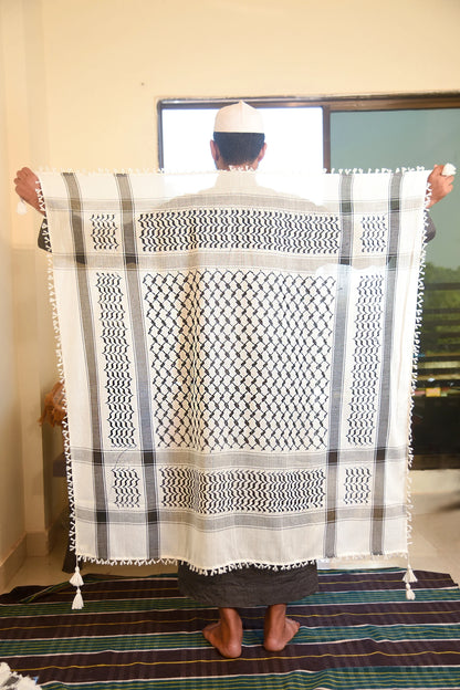 Palestine Keffiyeh Kufiya Scarf (48*48)- Free Palestine Traditional Shemagh with Tassels Arafat Hatta Arab Style Headscarf for Men and Women