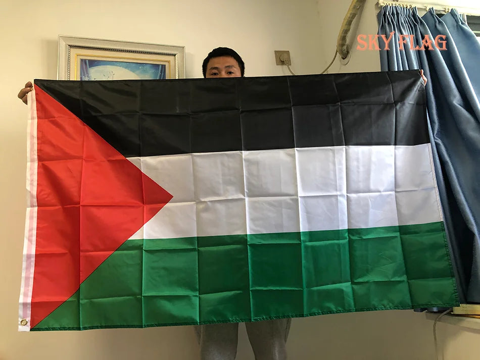 SKY FLAG Large Palestine Flag - 150 x 90cm High-Quality Polyester Gaza Palestinian Banner