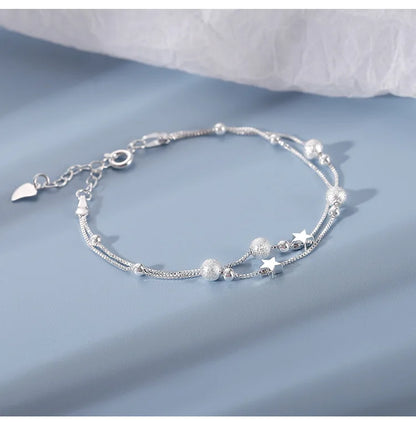 New In Double Layered Star Bracelets Woman Luxury Sterling Silver 925 Jewelry Gift For Girlfriend Charm Braclets Jewellery Women