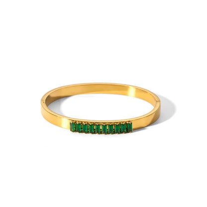 New Waterproof Cubic Zirconia Bangles - Tarnish-Free Stainless Steel Bracelets for Women | Customizable Wholesale Jewelry