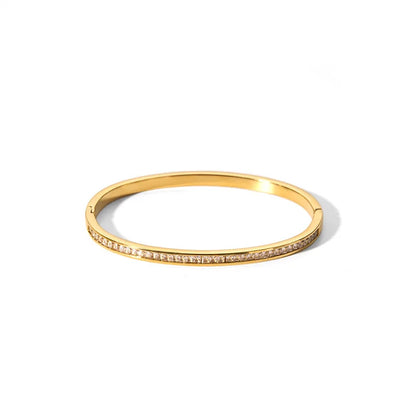 New Waterproof Cubic Zirconia Bangles - Tarnish-Free Stainless Steel Bracelets for Women | Customizable Wholesale Jewelry