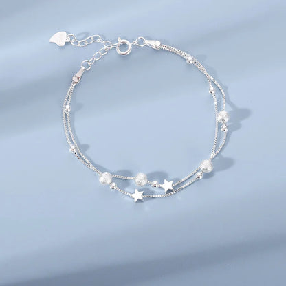 New In Double Layered Star Bracelets Woman Luxury Sterling Silver 925 Jewelry Gift For Girlfriend Charm Braclets Jewellery Women