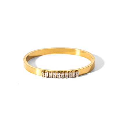 New Waterproof Cubic Zirconia Bangles - Tarnish-Free Stainless Steel Bracelets for Women | Customizable Wholesale Jewelry