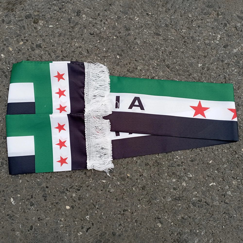 Aerlxemrbrae   Custom  banner   Syria Scarf 15*150cm The Syrian Arab Republic Syrian three Star Scarf Banner