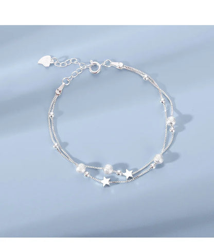 New In Double Layered Star Bracelets Woman Luxury Sterling Silver 925 Jewelry Gift For Girlfriend Charm Braclets Jewellery Women