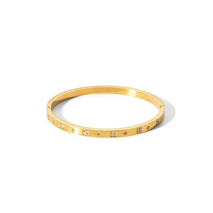 New Waterproof Cubic Zirconia Bangles - Tarnish-Free Stainless Steel Bracelets for Women | Customizable Wholesale Jewelry
