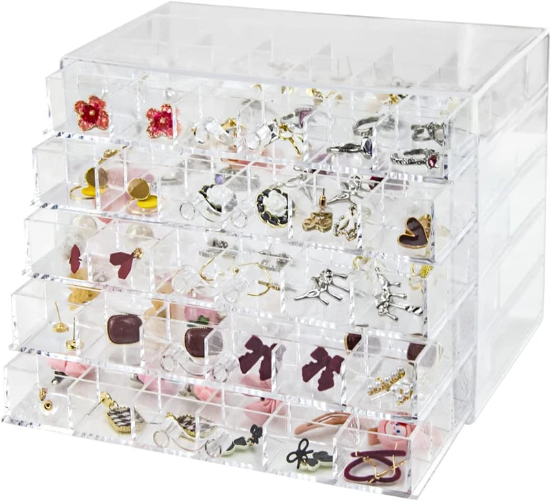 Transparent Jewelry Storage Box 72/79/120 Grids Multi-layer Plastic Display Holder with Drawer Nail Diamonds Organizer Nail Art