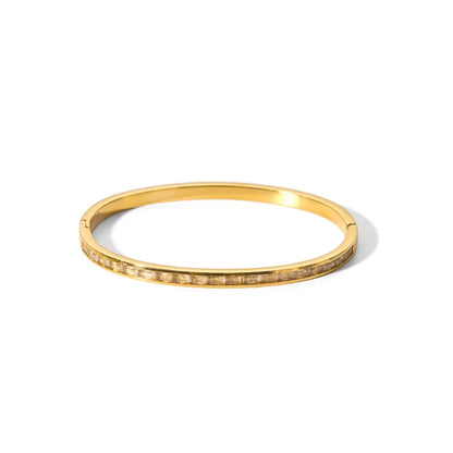 New Waterproof Cubic Zirconia Bangles - Tarnish-Free Stainless Steel Bracelets for Women | Customizable Wholesale Jewelry