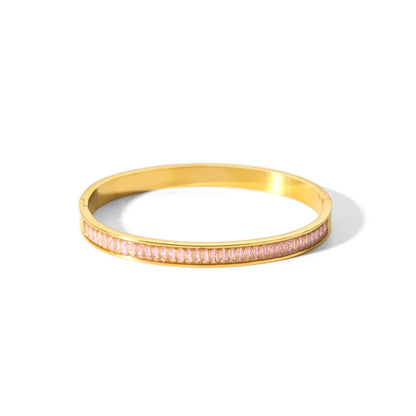 New Waterproof Cubic Zirconia Bangles - Tarnish-Free Stainless Steel Bracelets for Women | Customizable Wholesale Jewelry