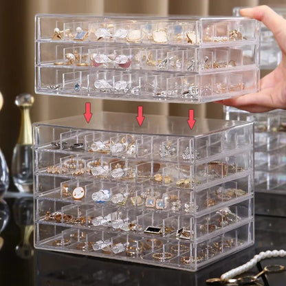 Transparent Jewelry Storage Box 72/79/120 Grids Multi-layer Plastic Display Holder with Drawer Nail Diamonds Organizer Nail Art