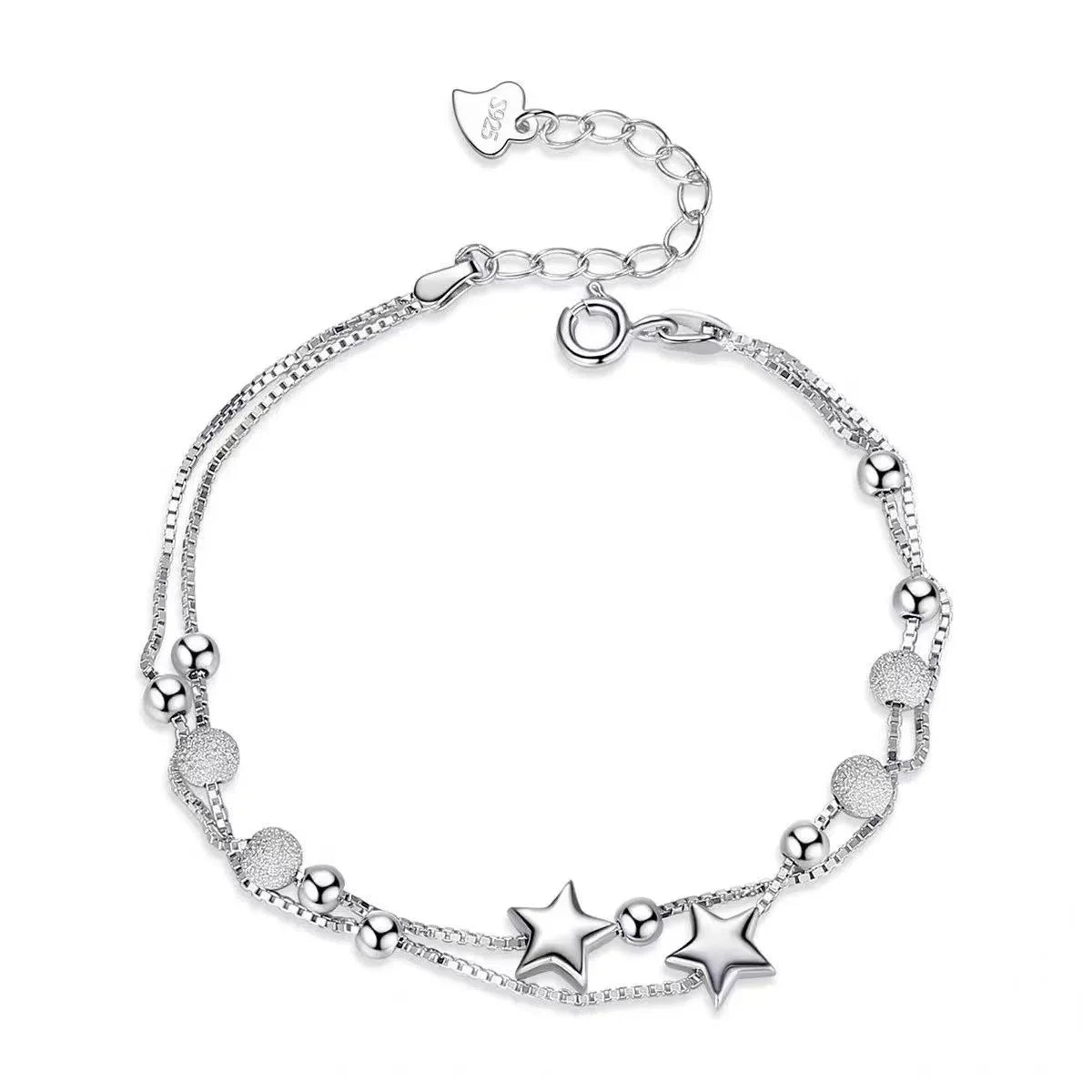 New In Double Layered Star Bracelets Woman Luxury Sterling Silver 925 Jewelry Gift For Girlfriend Charm Braclets Jewellery Women