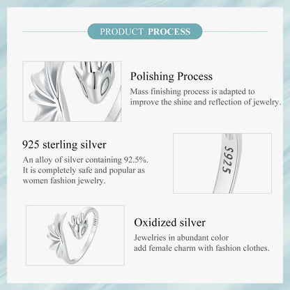 BAMOER Adjustable Dragon Ring - 925 Sterling Silver Animal Jewelry Gift for Women & Teens