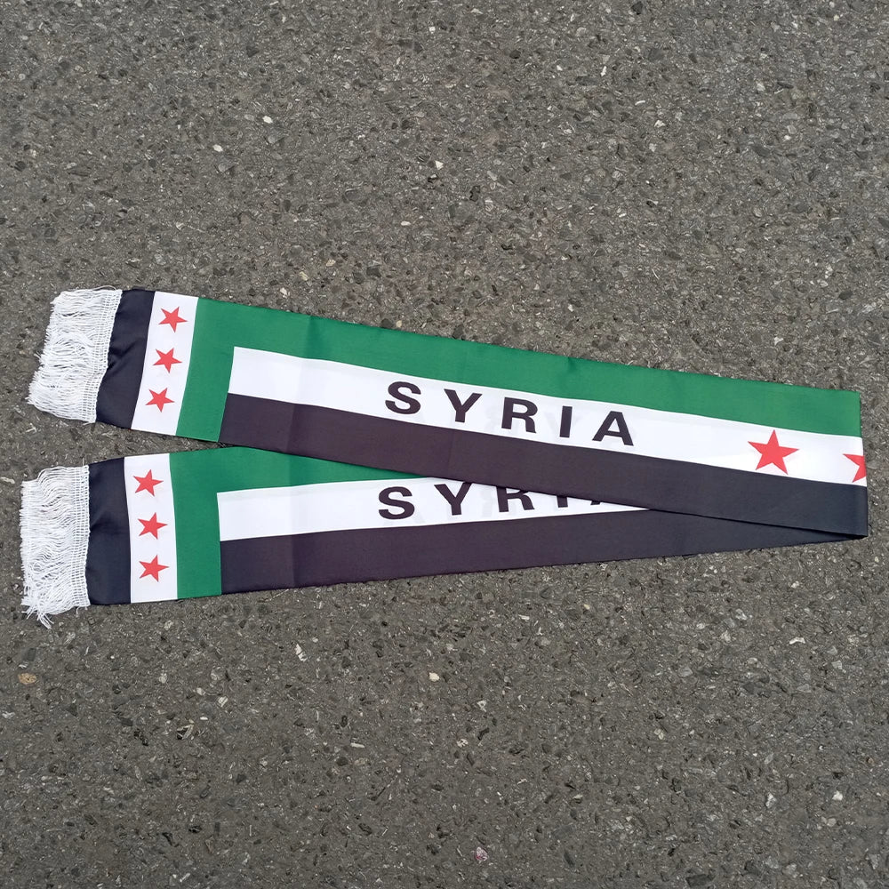 Aerlxemrbrae   Custom  banner   Syria Scarf 15*150cm The Syrian Arab Republic Syrian three Star Scarf Banner