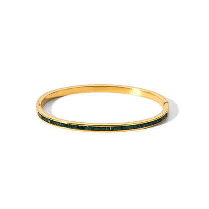 New Waterproof Cubic Zirconia Bangles - Tarnish-Free Stainless Steel Bracelets for Women | Customizable Wholesale Jewelry