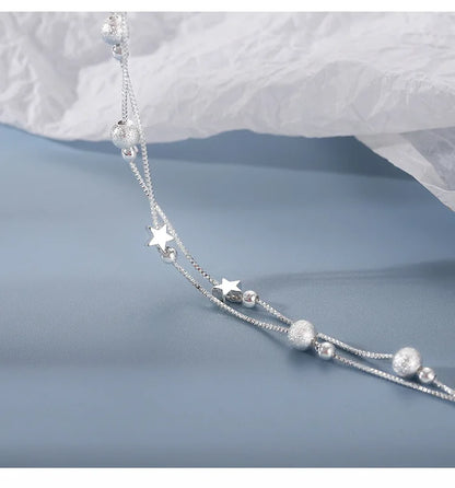 New In Double Layered Star Bracelets Woman Luxury Sterling Silver 925 Jewelry Gift For Girlfriend Charm Braclets Jewellery Women