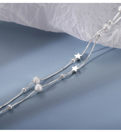 New In Double Layered Star Bracelets Woman Luxury Sterling Silver 925 Jewelry Gift For Girlfriend Charm Braclets Jewellery Women
