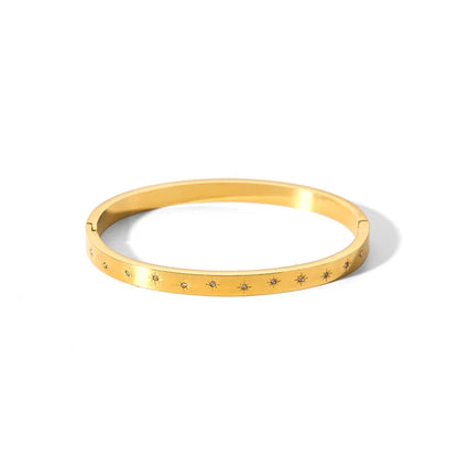 New Waterproof Cubic Zirconia Bangles - Tarnish-Free Stainless Steel Bracelets for Women | Customizable Wholesale Jewelry