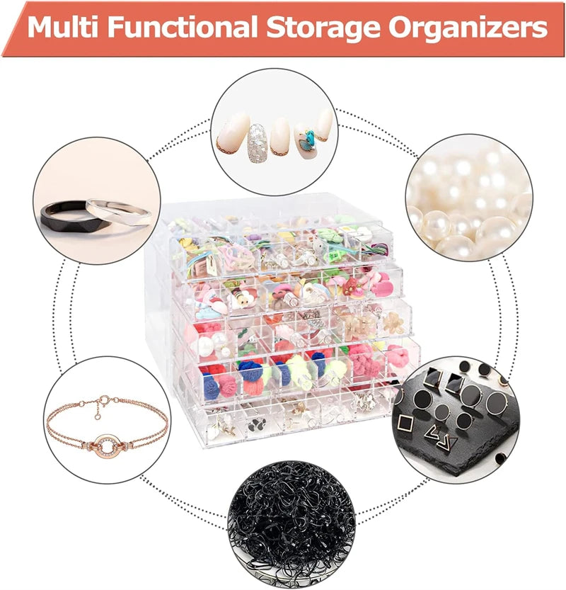 Transparent Jewelry Storage Box 72/79/120 Grids Multi-layer Plastic Display Holder with Drawer Nail Diamonds Organizer Nail Art