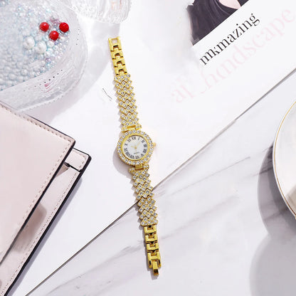 6PCS Luxury Rhinestone Women's Watch &amp; Bracelet Set