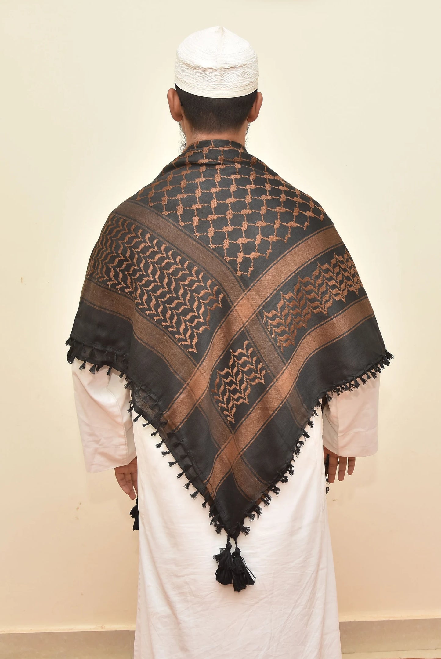 Palestine Dark Brown Coffee Keffiyeh Kufiya Scarf (48*48)Free Palestine Traditional Shemagh With Tassels Arafat Hatta Arab Style Headscarf