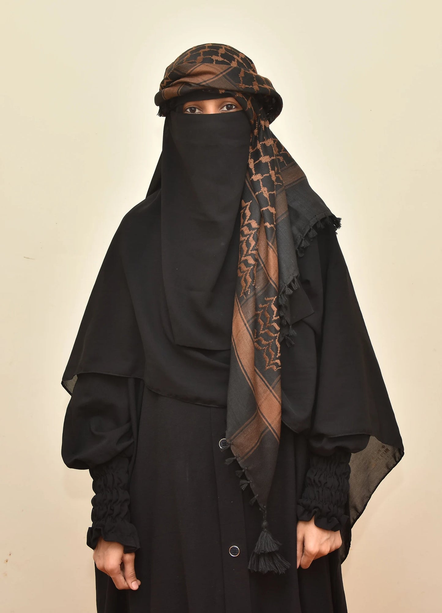 Palestine Dark Brown Coffee Keffiyeh Kufiya Scarf (48*48)Free Palestine Traditional Shemagh With Tassels Arafat Hatta Arab Style Headscarf