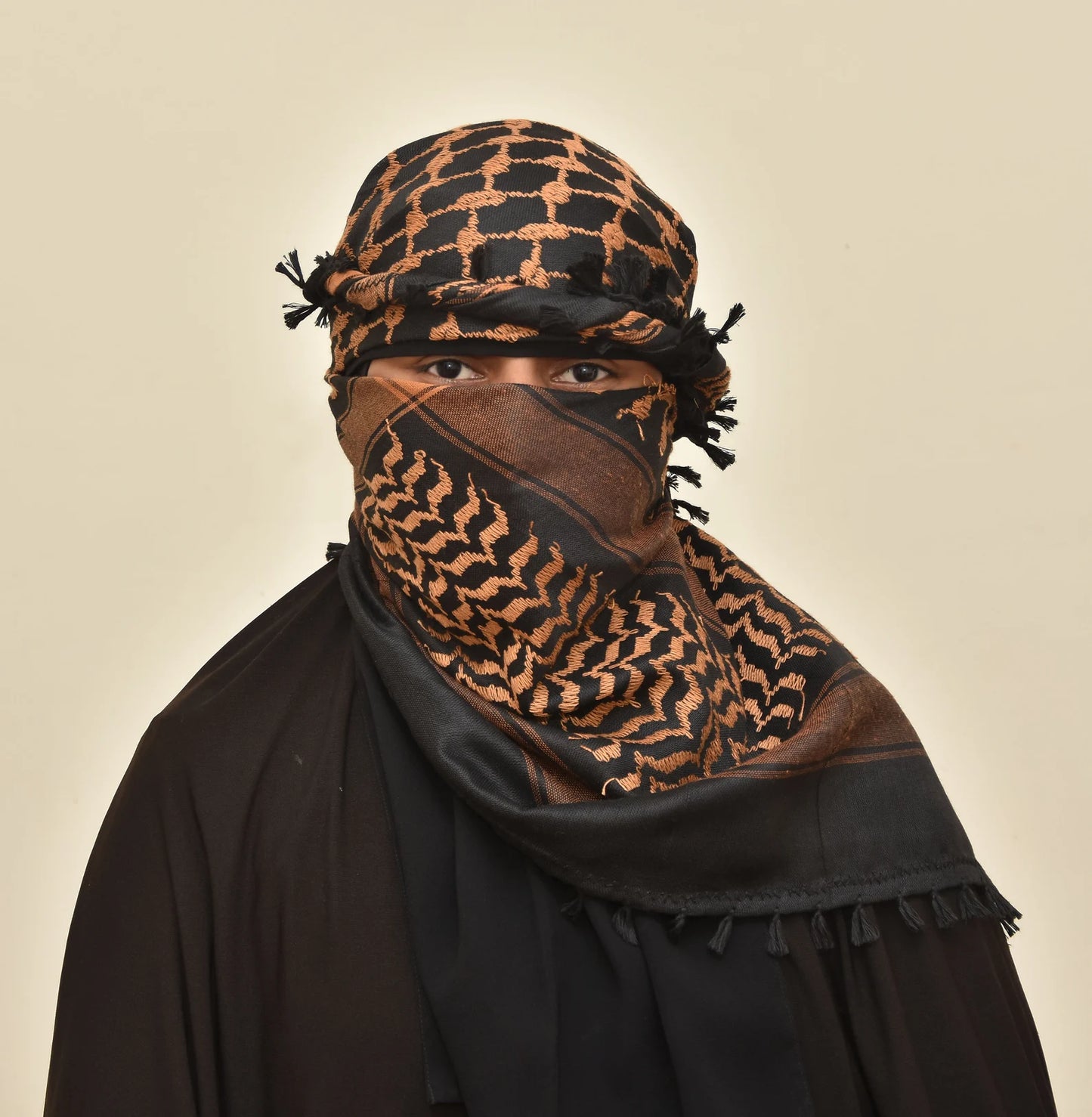 Palestine Light Brown Keffiyeh Kufiya Scarf (48*48)Free Palestine Traditional Shemagh With Tassels Arafat Hatta Arab Style Headscarf Unisex