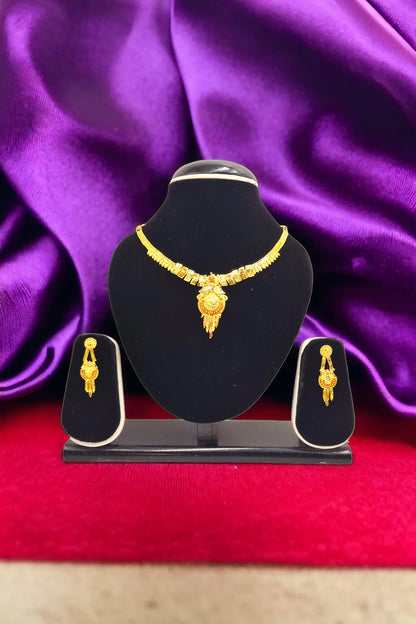 Elegant Gold- Plated Necklace with Matching Earrings Jewellery set