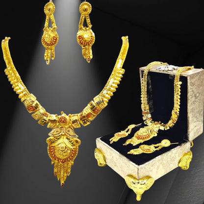 Elegant Gold- Plated Necklace with Matching Earrings Jewellery set
